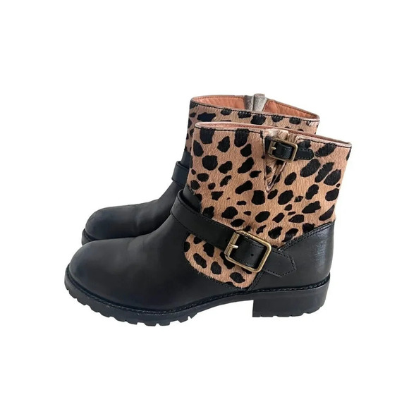 MARC BY MARC JACOBS Engineer Leopard Print Biker Ankle Boots Women's Siz… - Picture 5 of 10